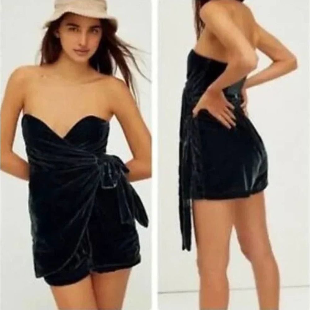 Free People Green Hazel Velvet Romper Jumpsuit